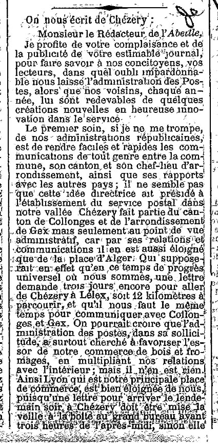 Poste Ch&eacute;zery