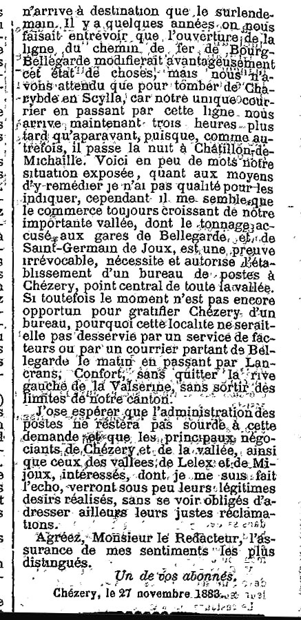 Poste Ch&eacute;zery