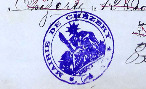Cachet Ch&eacute;zery 1897