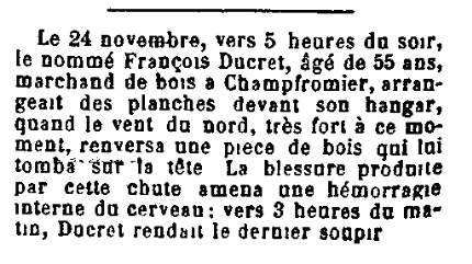 Tu&eacute; par le vent