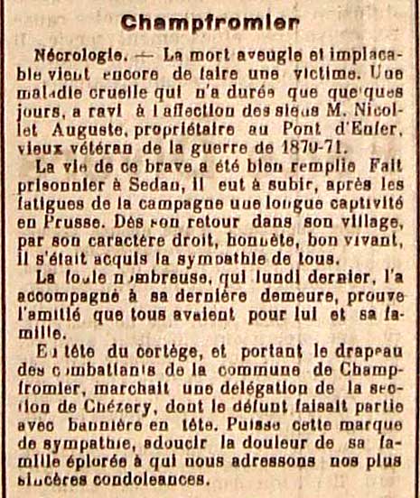 Décès vétéran de 1870