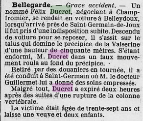 Décès de Ducret Félix
