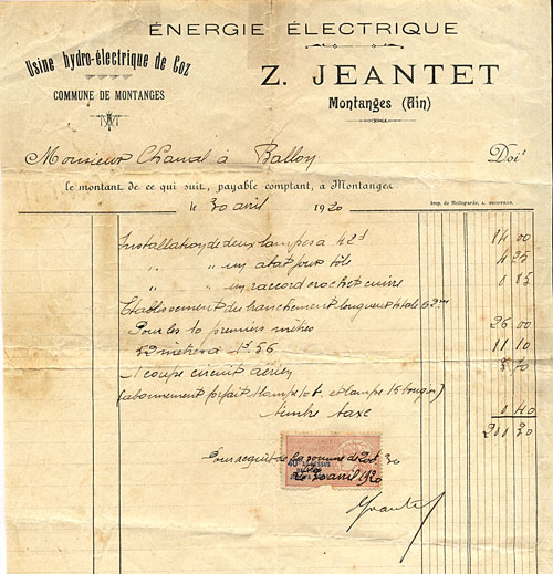 Usine &eacute;lectrique Jeantet