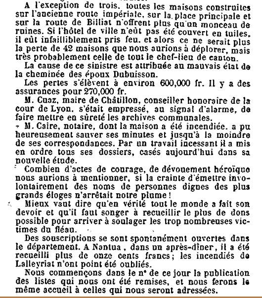 Incendie de Ch&acirc;tillon en Michaille, 1870